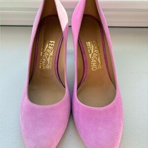 Salvatore Ferragamo Blush Pink Suede Heels